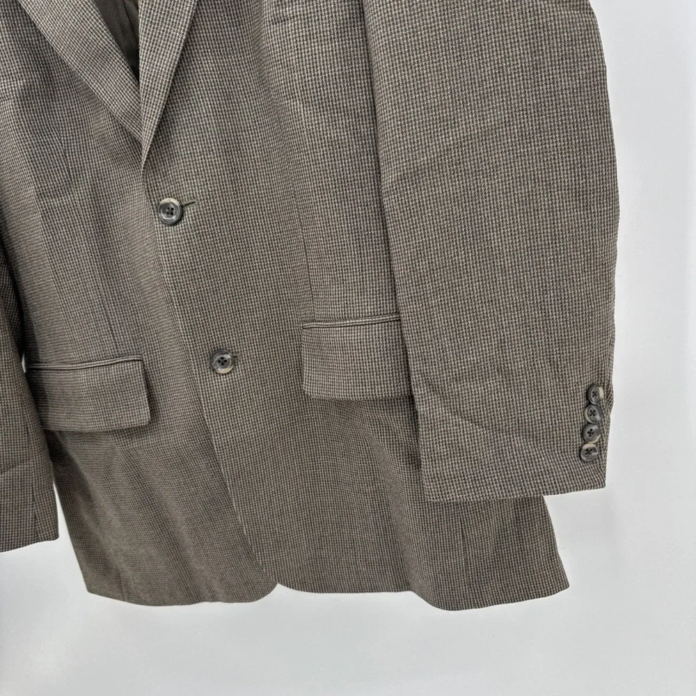 Oscar‎ de la Renta Mens Blazer 44R Gray Micro Houndstooth Two Button Sport Coat